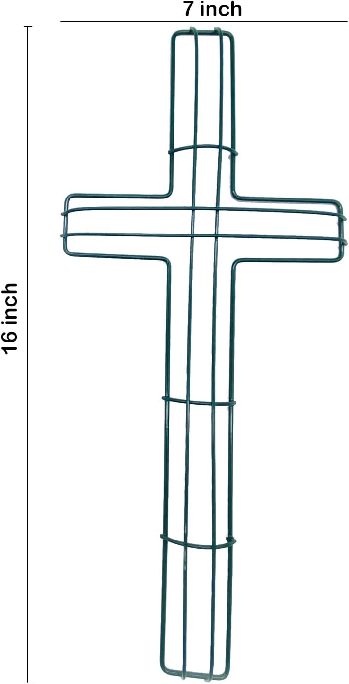 SOHAIL Cross Shaped Metal Wire Wreath Frame - Perfect for Easter & Christmas | 16-Inch Green (2PCS)