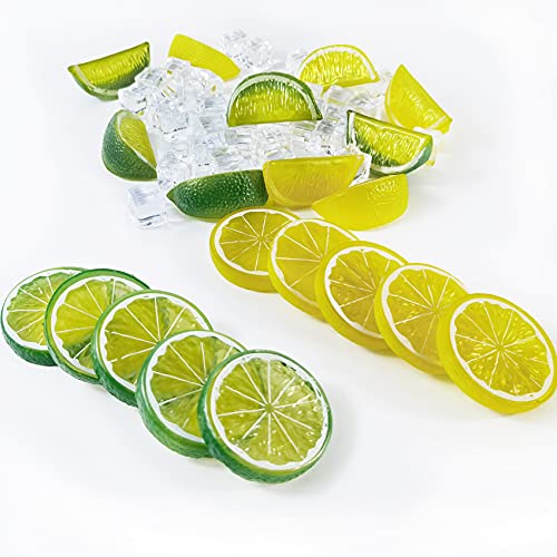 60PCS Artificial Lemon Slices and Fake Ice Cubes for Decor