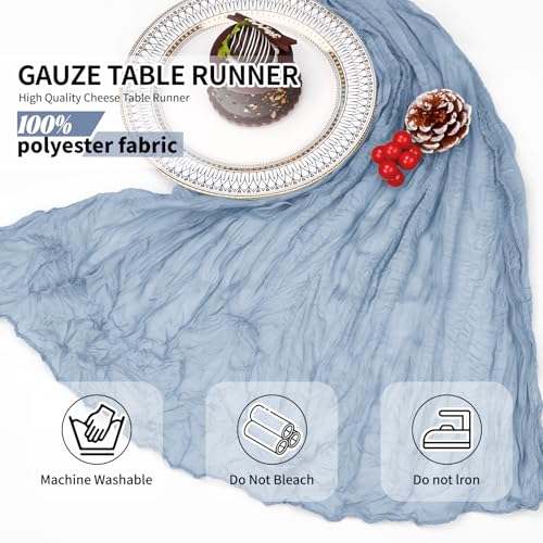 12 Pack Dusty Blue Cheesecloth Table Runners, 21.5 x 120 Inch Gauze Fabric