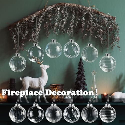 Soulchen 12-Piece Clear Glass Christmas Ornaments 2.36" Ball Set