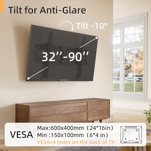 IWORKBOARD Tilting TV Wall Mount for 32 to 90 Inch TVs up to 132 lbs