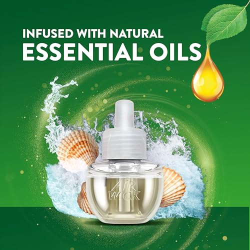 Plug-In Scented Oil Air Freshener Refills, Calming Sea Spray & Breeze (4 Pack)