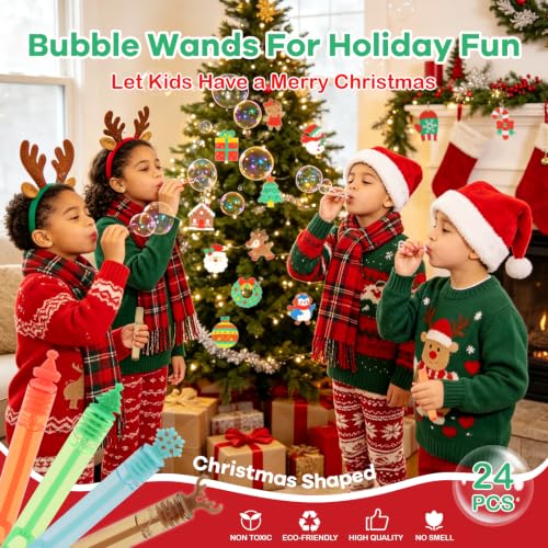 24 Pack Christmas Party Favors Kit with Wooden Ornaments, Bubbles, Magnets & More – Goldentime