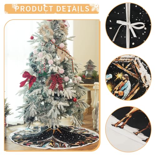 48-Inch Christmas Tree Skirt in Black | Durable Polyester