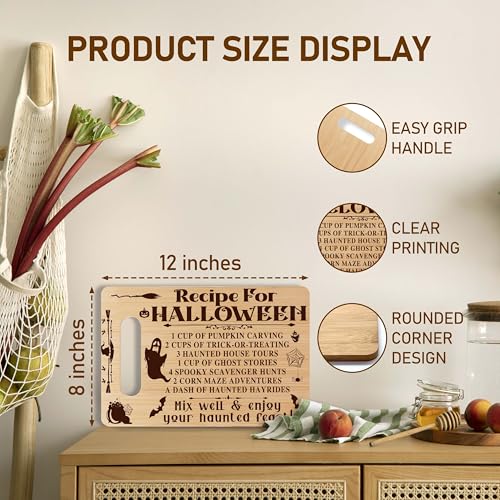Qiwog Recipe For Halloween Funny Bamboo Cutting Board – 7.8 x 11.8 in Home Kitchen Decor Gift
