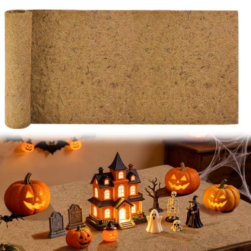Natural Coconut Fiber Halloween Village Mat - 39.3" x 15.7" Fall Accent