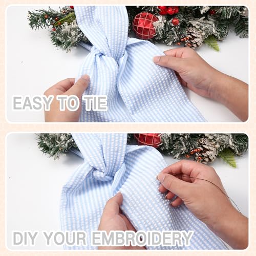2-Pack Stripe Wreath Sash for Front Door Monogram Embroidery Blue