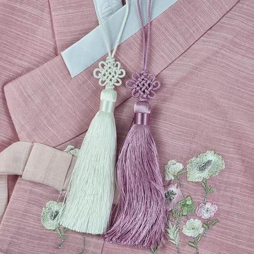 Mini Silk Knot Norigae Set - 2 Pack Traditional Korean Tassel Bag Charms