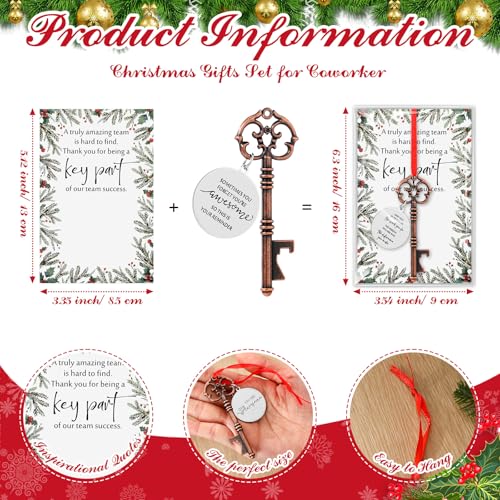 Landical 50 Sets Christmas Employee Gift Set with Bottle Openers & Thank You Cards, 4 Styles
