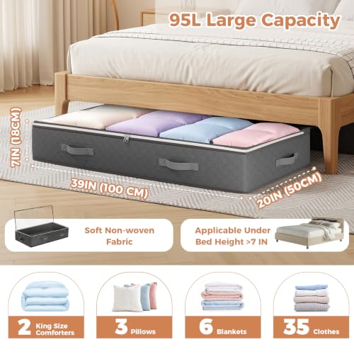 95L Under Bed Storage Containers 4 Pack Foldable Closet Organizers