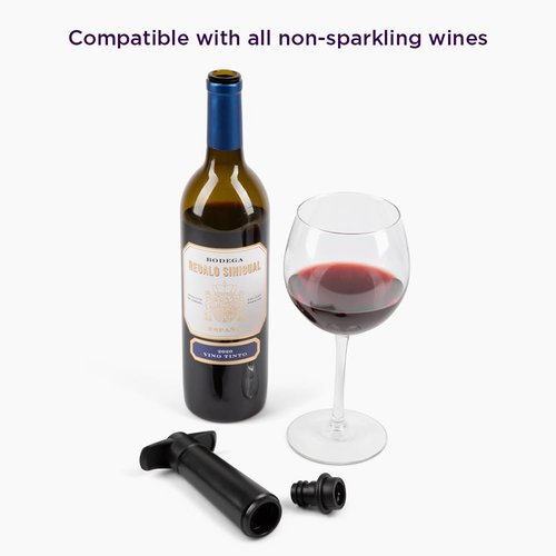 Firstleaf Wine Saver Pump with Vacuum Wine Stoppers - Preserve Your Wine Longer/Reusable/Fits All Standard Wine Bottles/Airtight Seal and No Spills/1 Pump 4 Stoppers/Wine Accessories and Gifts