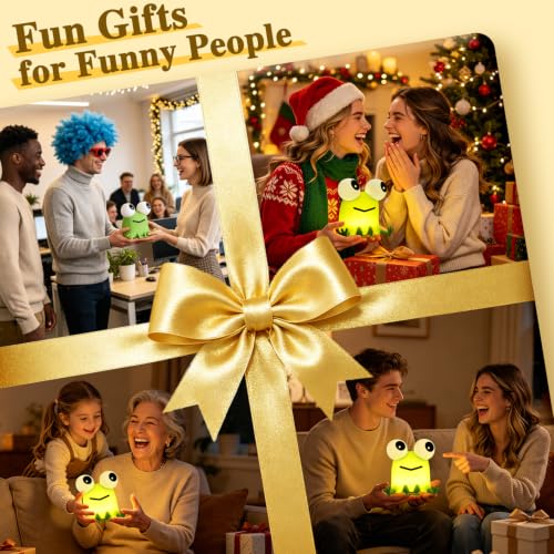 Big-Eyed Frog Night Light, Rechargeable Silicone Lamp with 3 Dimming Modes