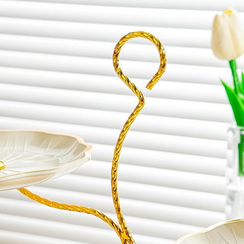 Zosebffej 3 - Tier Golden Decorative Fruit Basket Stand - Elegant Kitchen Centerpiece for Desserts & Snacks - Stylish Display Rack for Countertop & Table - Perfect for Parties & Holidays (Ivory)
