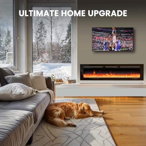 Silonn 50-Inch Smart Electric Fireplace Heater, Wall-Mounted & Recessed with App, Remote, and 20 Flame Colors