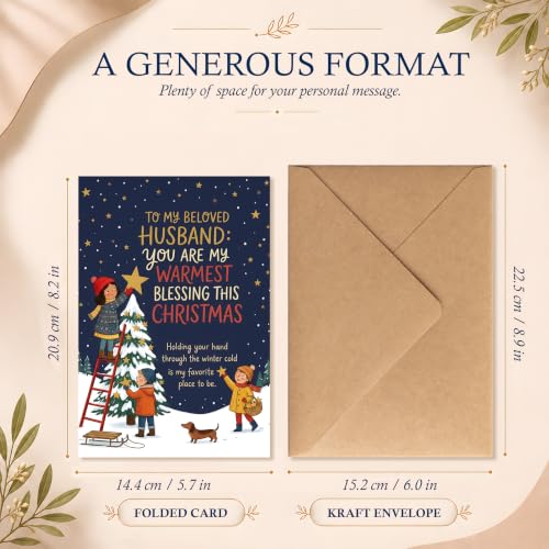 AIROW Silver Christmas Card Gift for Husband – Holiday Greeting Note Card