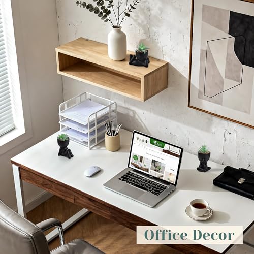 3-Pack Artificial Mini Succulents in Black Human-Shaped Pots for Desk Decor