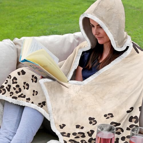 Plush Wearable Blanket for Women, 73x47 Inch Cozy Microfiber Throw