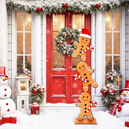 Large Outdoor Christmas Gingerbread Decorations - Set of 3, 59 Inches Tall