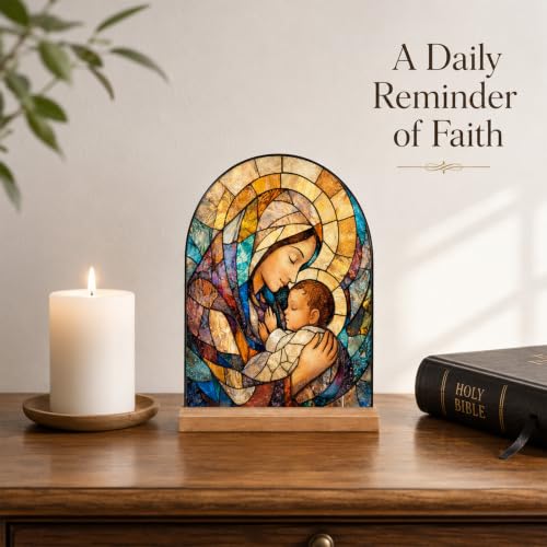 Blessed Mother Mary Statue Acrylic Tabletop Decor for Home Altar