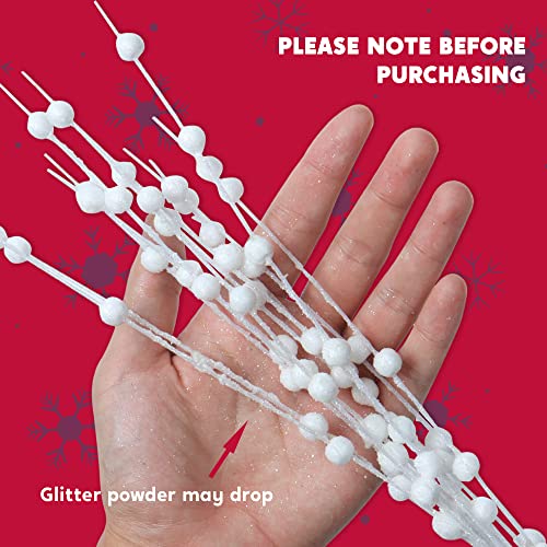 Joiedomi White 24 pcs Christmas Tree Berry Stem Glittery Twigs Holiday Decor