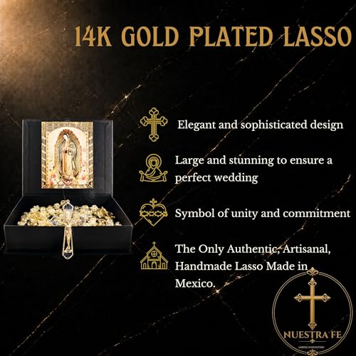 14K Gold Plated Catholic Wedding Lasso with Gift Box - Lazo Para Boda