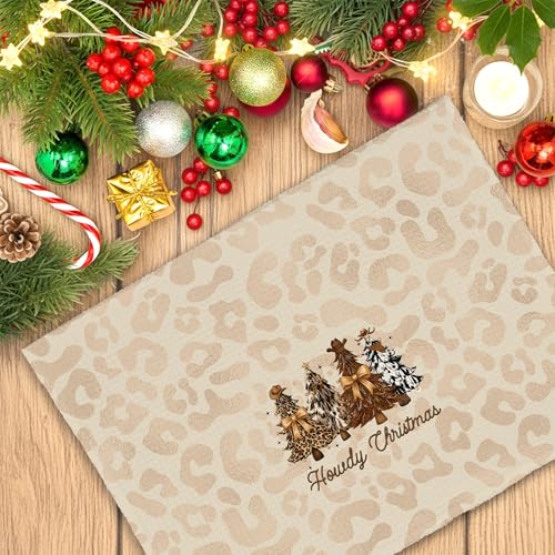 Dimurela Tree Leopard Christmas Kitchen Towels - Cowgirl Cowboy Decor, 16x24in