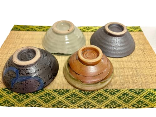 J-Pure Hitomi Set of 4 Japanese Mino Ware Sake Cups in 4 Colors | Traditional Ceramic, 1.7oz Capacity