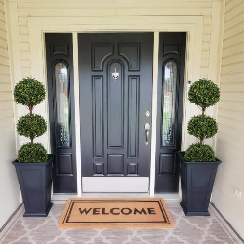 55-Inch Artificial Boxwood Triple Ball Topiary Trees, Set of 2