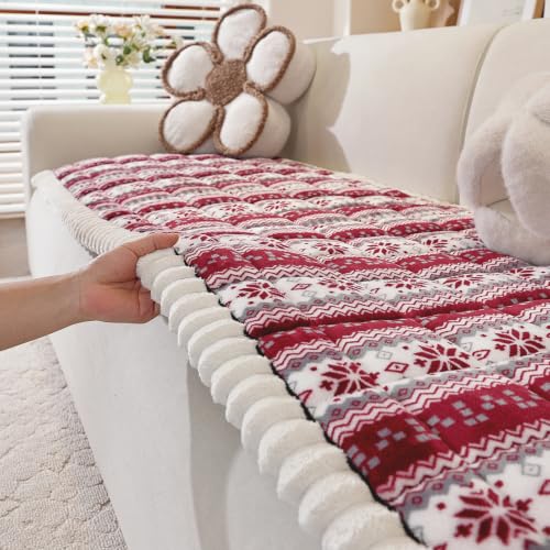 Christmas Plush Sofa Cover 28x71 for 2-3 Seater Sofa, Non-Slip Pet Dog Couch Protector