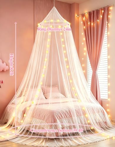 Bed Canopy with RGB LED Star Fairy Lights - Remote Control Mosquito Net