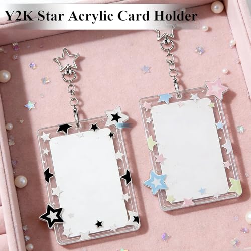 2Pcs Star Photocard Holder Keychain Transparent Acrylic Photo Display Case