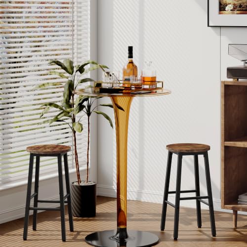 Industrial Counter Height Bar Stools Set of 2 - 24.8" Rustic Metal Chairs