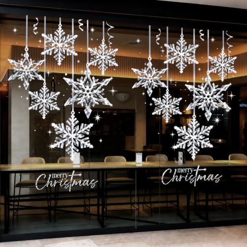 Heirloom Haven Silvery Snowflake 4Pcs Window Decals - Static Cling