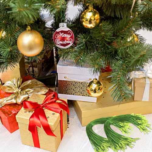 200 Pack Green Christmas Ornament String Hangers with Snap Fasteners