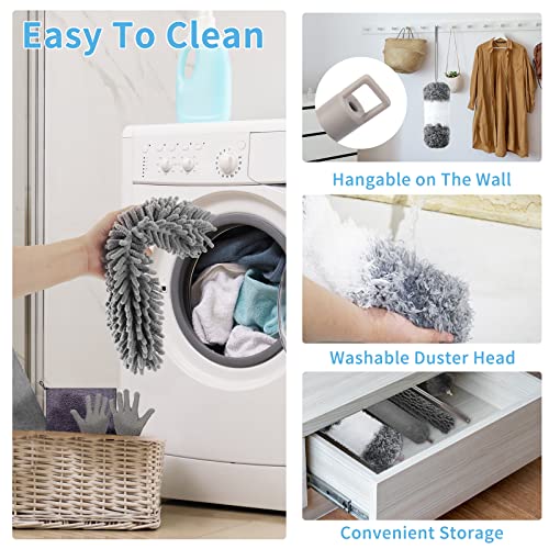 Extendable Microfiber Duster Set with 100-Inch Pole for High Ceilings & Fans