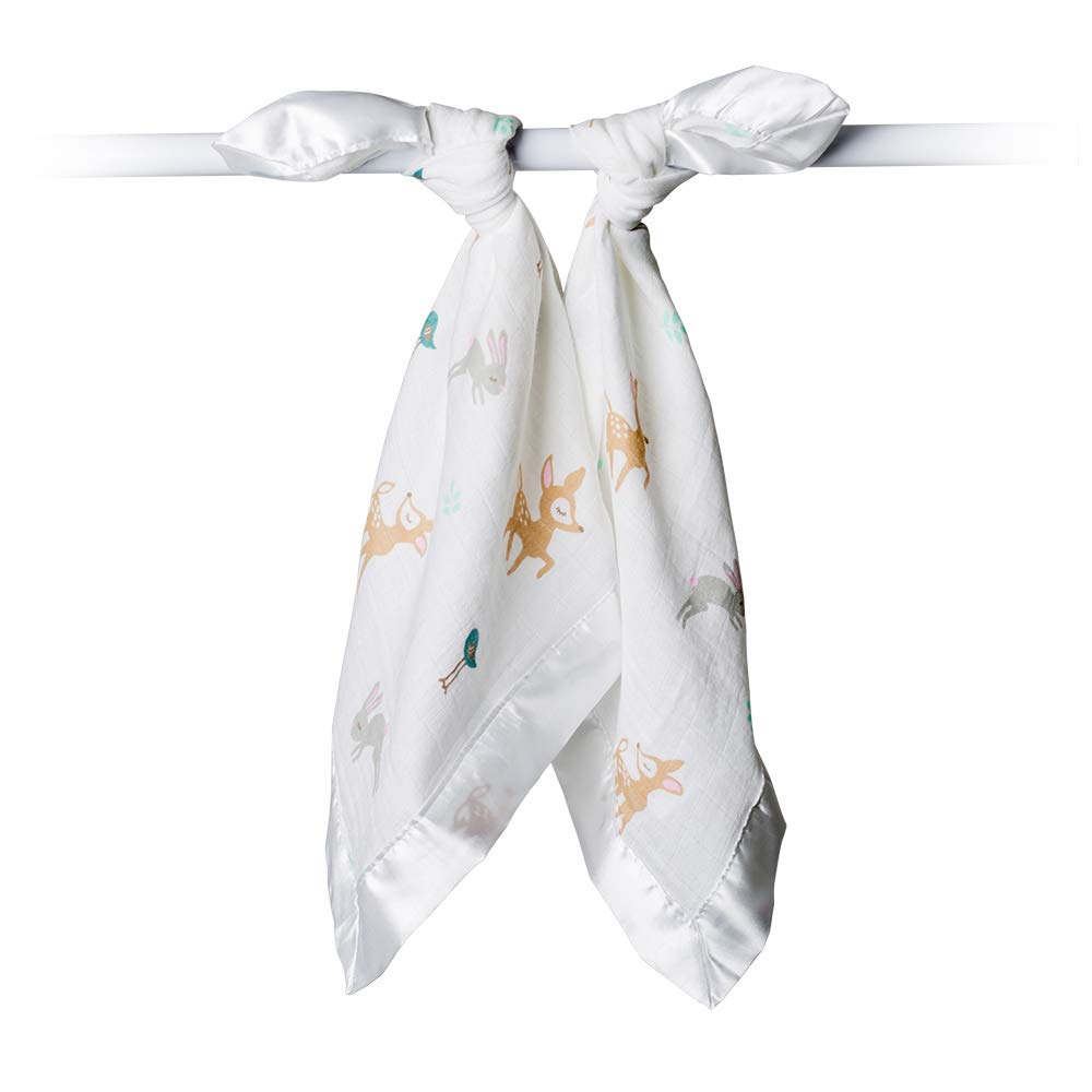 Lulujo Baby Cotton Muslin Security Blankets, Pack of 2, 16 x 16-Inches, Little Fawn