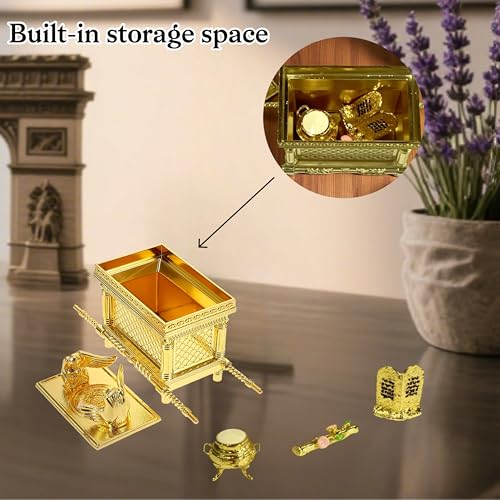 Ark of the Covenant Model Replica with Aaron's Rod, Manna & Stone Tablets