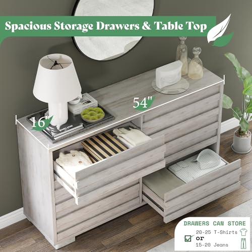 2-Piece Farmhouse Bedroom Set: Full Bed Frame and 6-Drawer Dresser