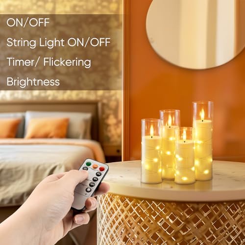 Homemory White Flameless Candles with Remote Control Set - 5pcs, 2.2" x 5-8"