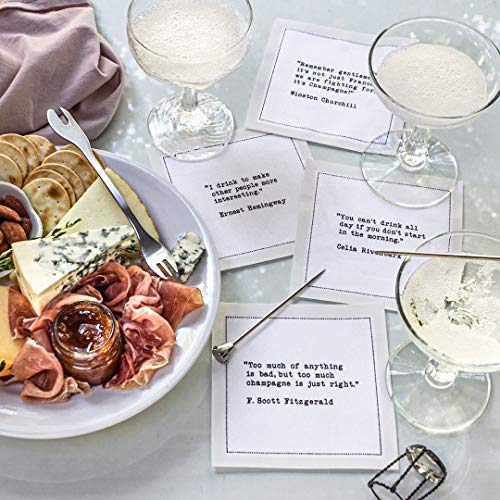 Funny Drinking Quotes Cocktail Napkins - White Cotton 50 Pack, Party & Bar Accessory (Variation: Drinking Quotes)