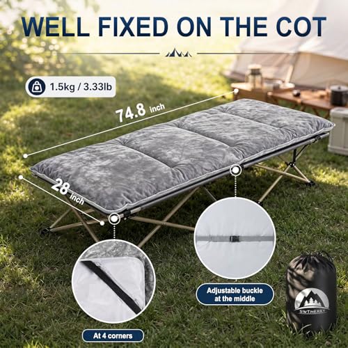Camping Cot Mattress Pad - Quilted Sleeping Pad 75"x28"