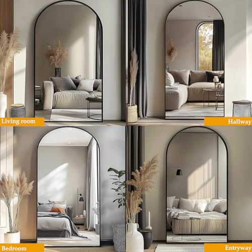 Arched Full Length Floor Mirror, 76" x 34" Shatterproof Body Mirror