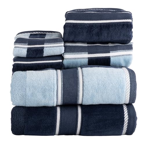 6-Piece Cotton Bathroom Towel Set - Navy Blue, 525 GSM Soft Bath Essentials