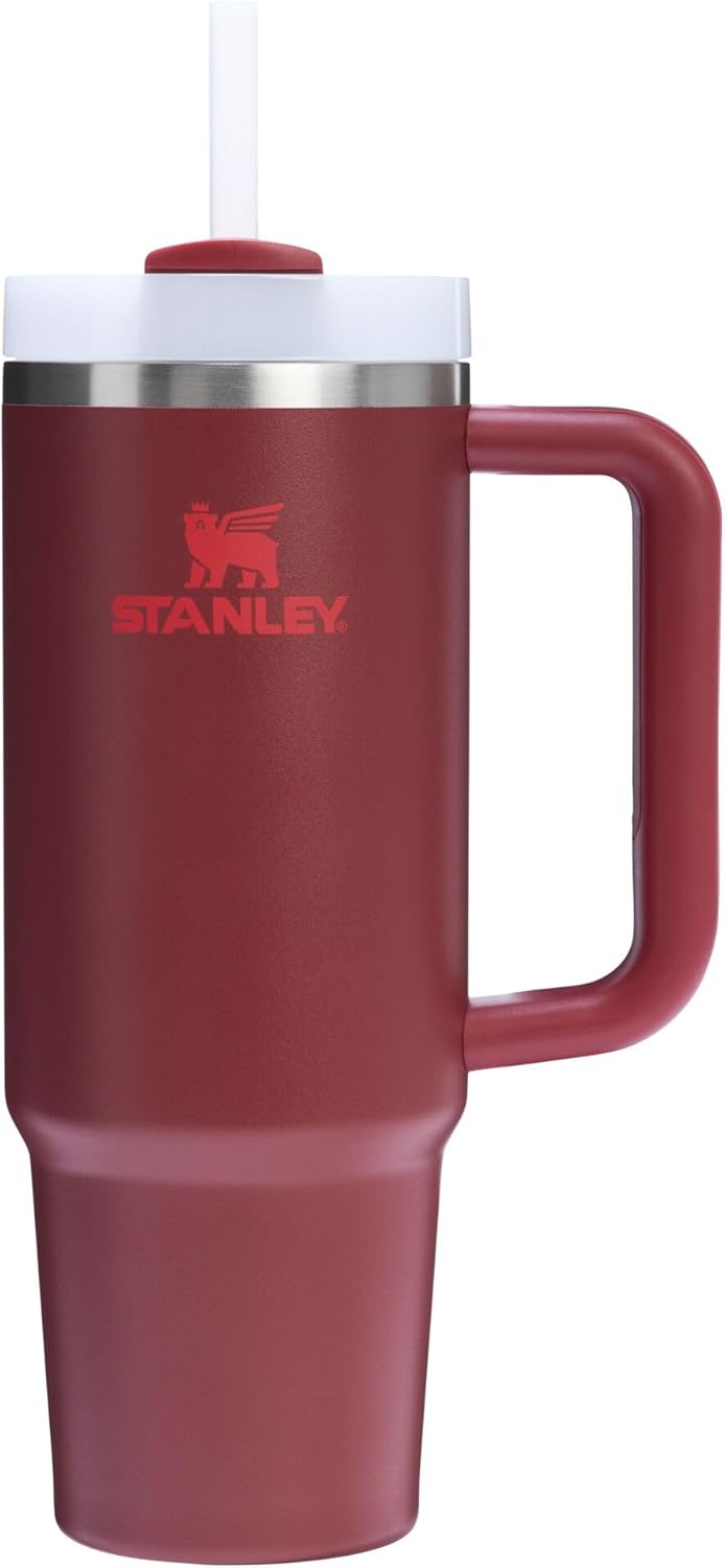 STANLEY Quencher H2.0 Tumbler - 30 oz Insulated Stainless Steel Cup with Handle & Straw | Cranberry Color