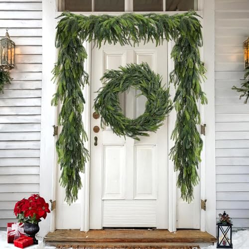 NNG 2 Pack 6Ft Fake Norfolk Pine Garlands - Realistic Indoor & Outdoor Holiday Decor