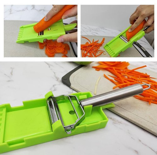 KEANVIK Multi Potato Peeler Double Blade for Kitchen, 2 in 1 Multifunctional Peeler & Julienne Set with Grating Plate Great for Fruit and Vegetable