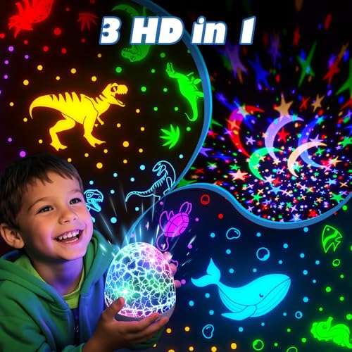 Dinosaur Egg Night Light Projector with 3 Films and Remote Control
