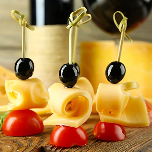 200PCS Bamboo Cocktail Picks - 4.7 Inch Knot Skewers for Appetizers