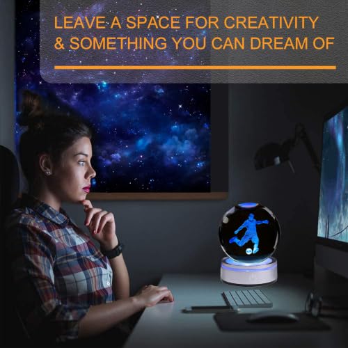 3D Soccer Night Light, Crystal Ball RGB Lamp with Remote and Timer