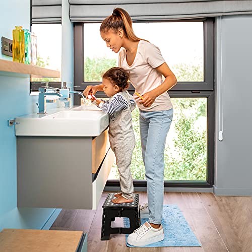 9-Inch Folding Step Stool, Non-Slip Collapsible Stool for Kids and Adults